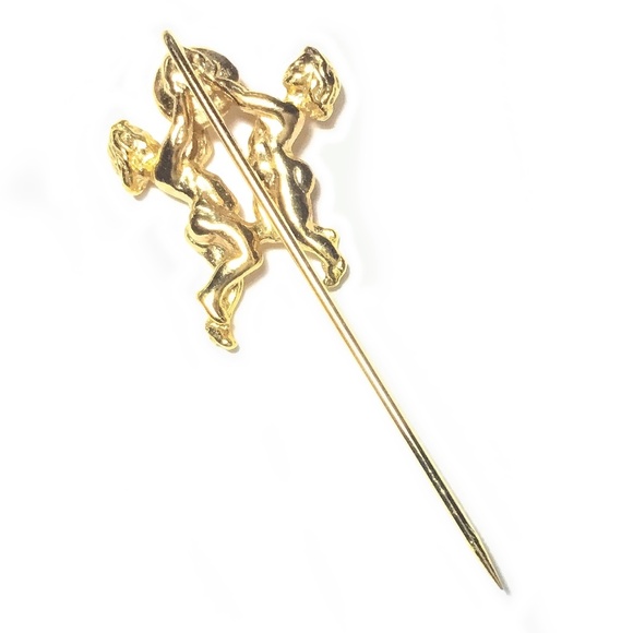 Vintage 1970s Gemini Zodiac Twins Stick Pin - Picture 3 of 3
